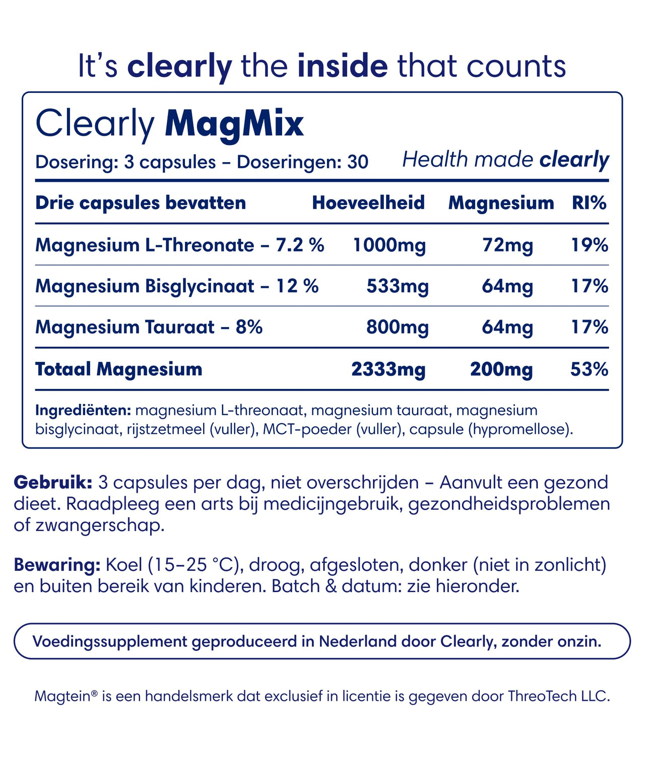 Magnesium mix product label.